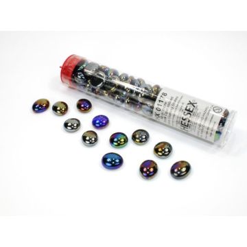 Iridized Opal Black Glass Stones (40) in 4" Tube