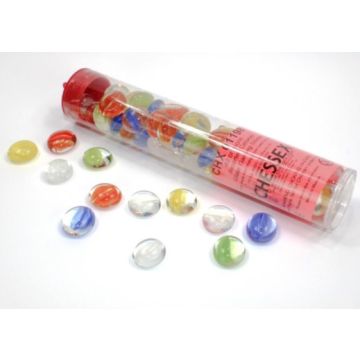 Assorted Catseye Glass Stones (40) in 4" Tube