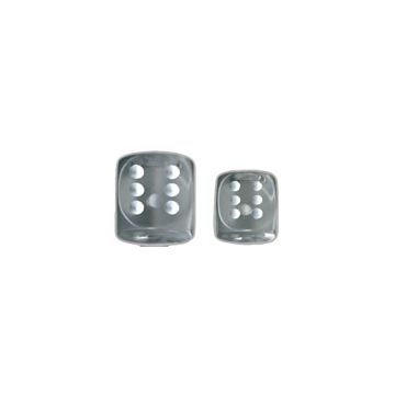 Translucent 12mm d6 with pips Dice Blocks™- Clear w/white  (36 Dice)