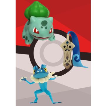 Pokémon battle figure Set 3 -Pack : HONEDGE WITH STAND, BULBASAUR #4, FROGADIER