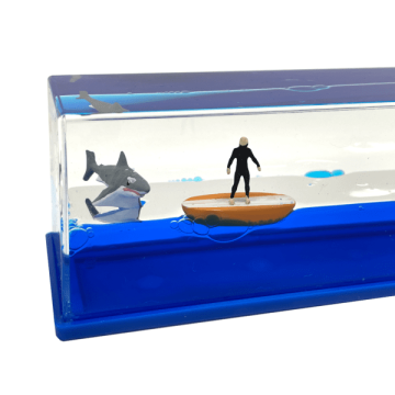 Shark & Swimmer Liquid Wave paperweight Desk Toy